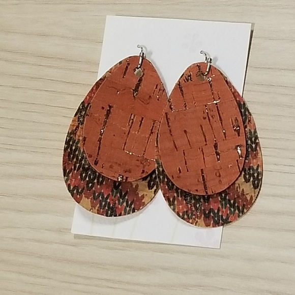 HANDMADE Awesome double layer cork boho style earrings!! - Picture 1 of 5